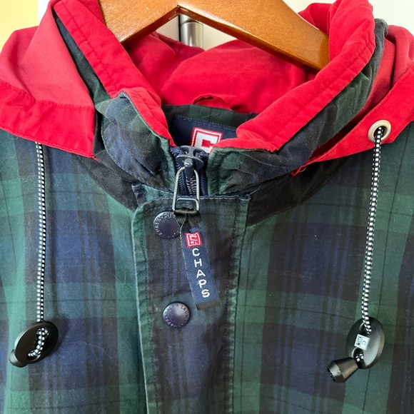 Chaps Ralph Lauren - Green/Blue Plaid Pullover ¼ Zip Large - Picture 2 of 8